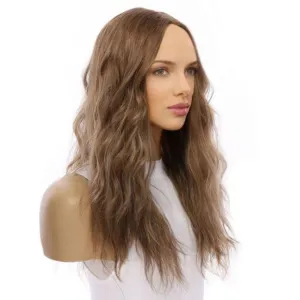 22" Ponytail Silk Part Wig Light Brown Babylight Wavy
