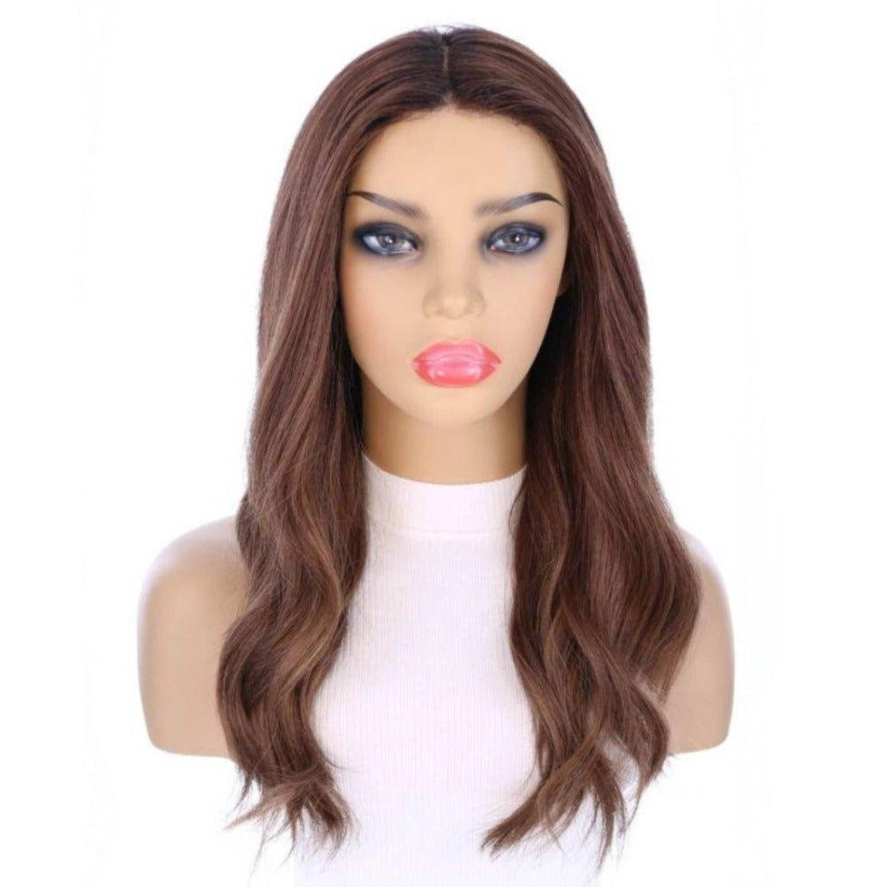 22" Ponytail Silk Part Wig Medium Brown Babylight w/ Partial Rooting