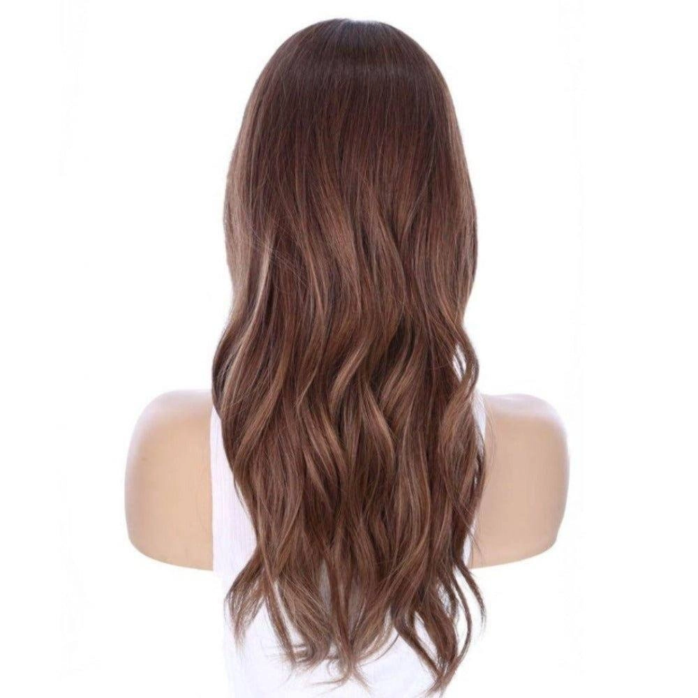 22" Ponytail Silk Part Wig Medium Brown Babylight w/ Partial Rooting