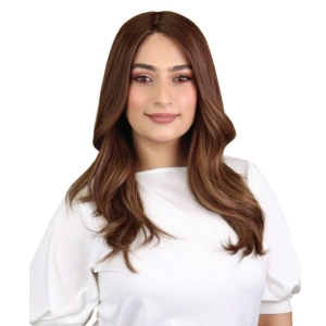22" Ponytail Silk Part Wig Medium Brown Babylight w/ Partial Rooting