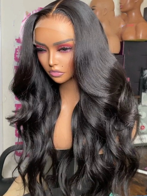 24hrs shipping Undetectable 360 HD Lace Virgin Human Hair Body Wave Black Color Wigs NCF120