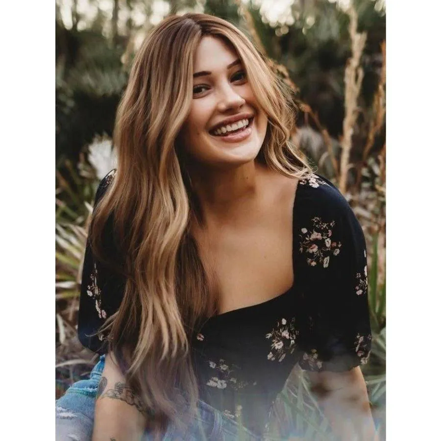 26" Ponytail Silk Top Wig Medium Blonde w/ Reverse Balayage