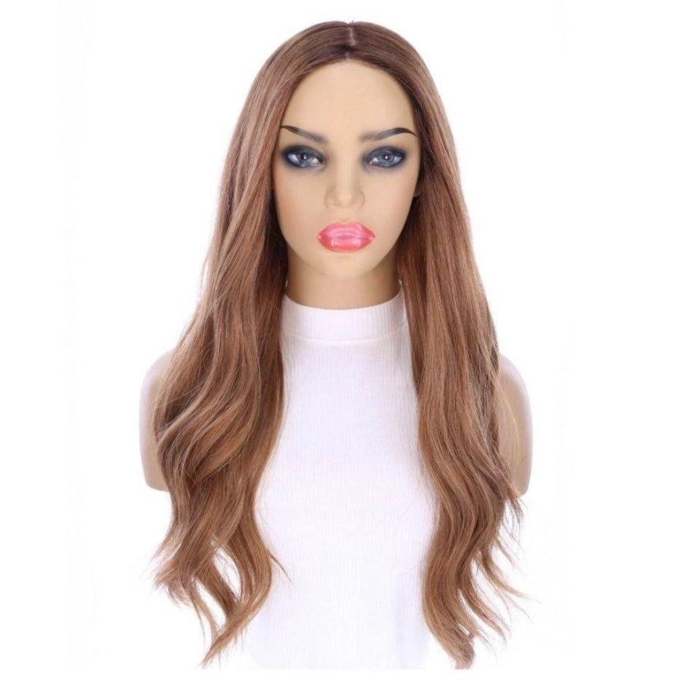 26" Ponytail Silk Top Wig Strawberry Blonde w/ Partial Rooting