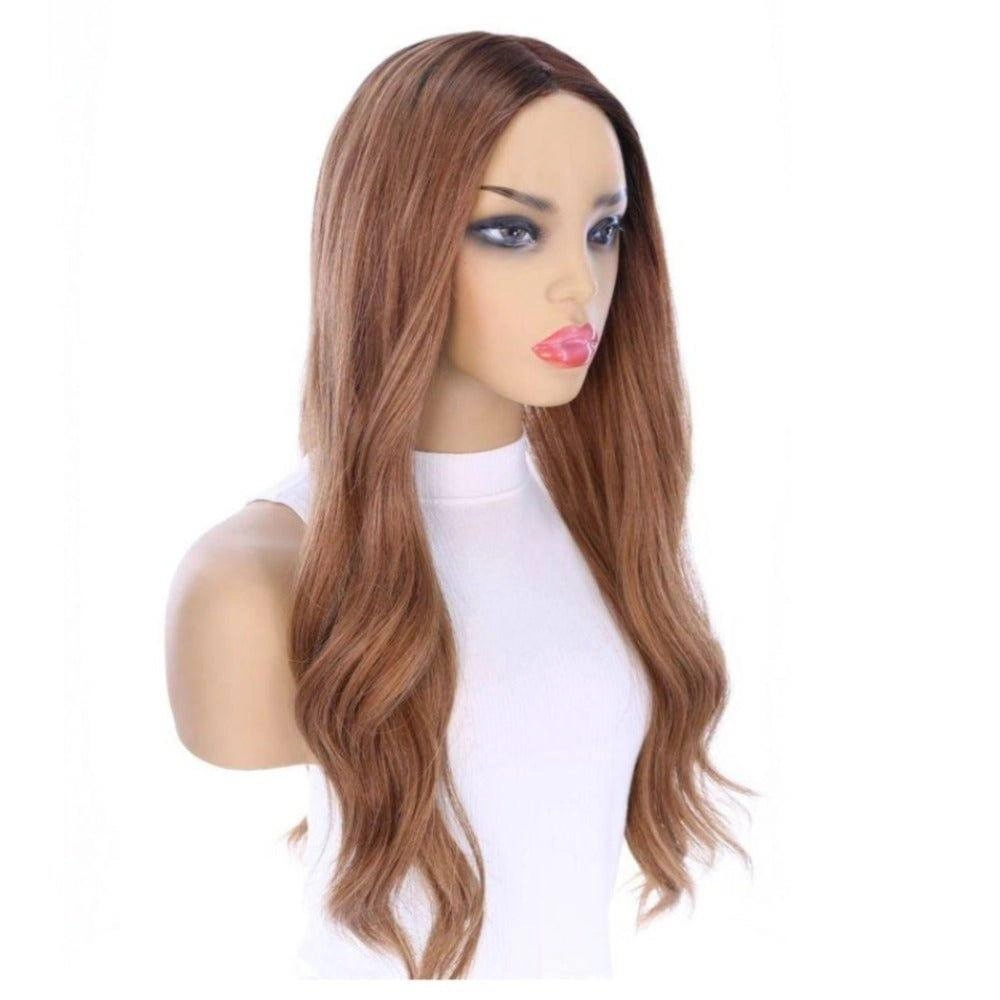 26" Ponytail Silk Top Wig Strawberry Blonde w/ Partial Rooting