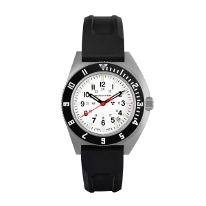 41mm Arctic Steel Navigator w/Date (SSNAV-D) on Black 3-Piece Rubber Strap Kit