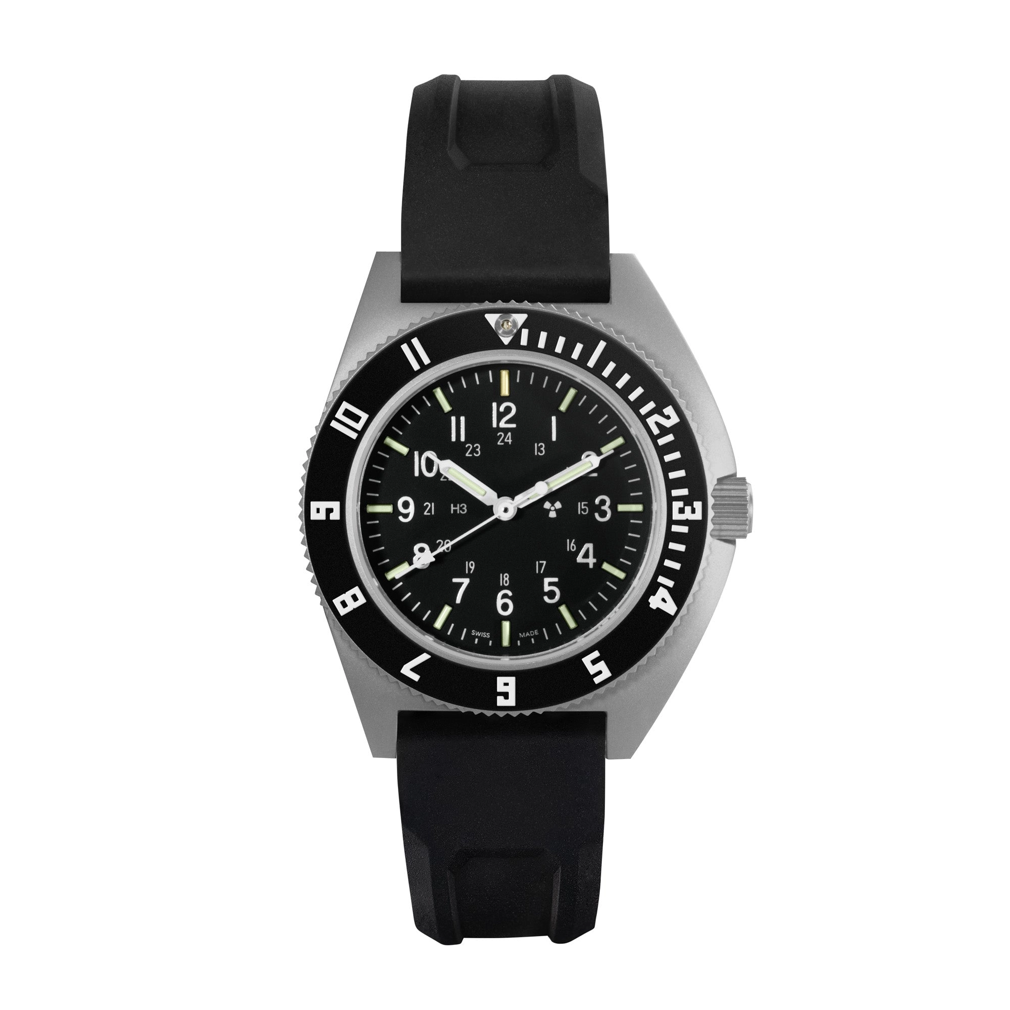 41mm Steel Navigator (SSNAV) on Black 3-Piece Rubber Strap Kit