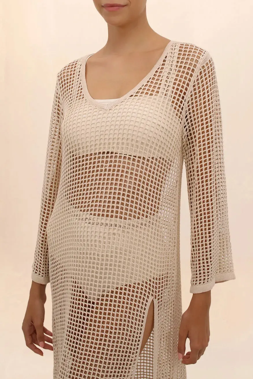 BEIGE SUNSET LONG  DRESS