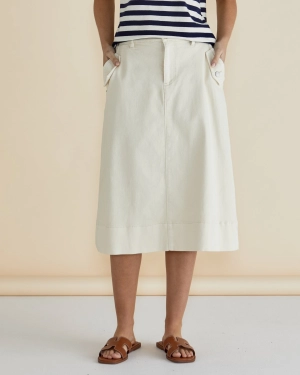 Betty Basics Astra Denim Skirt Off White