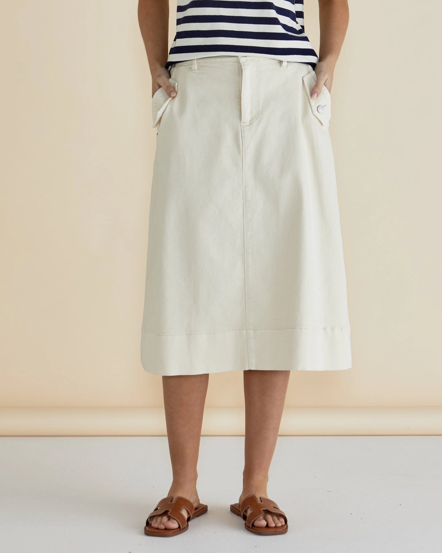 Betty Basics Astra Denim Skirt Off White