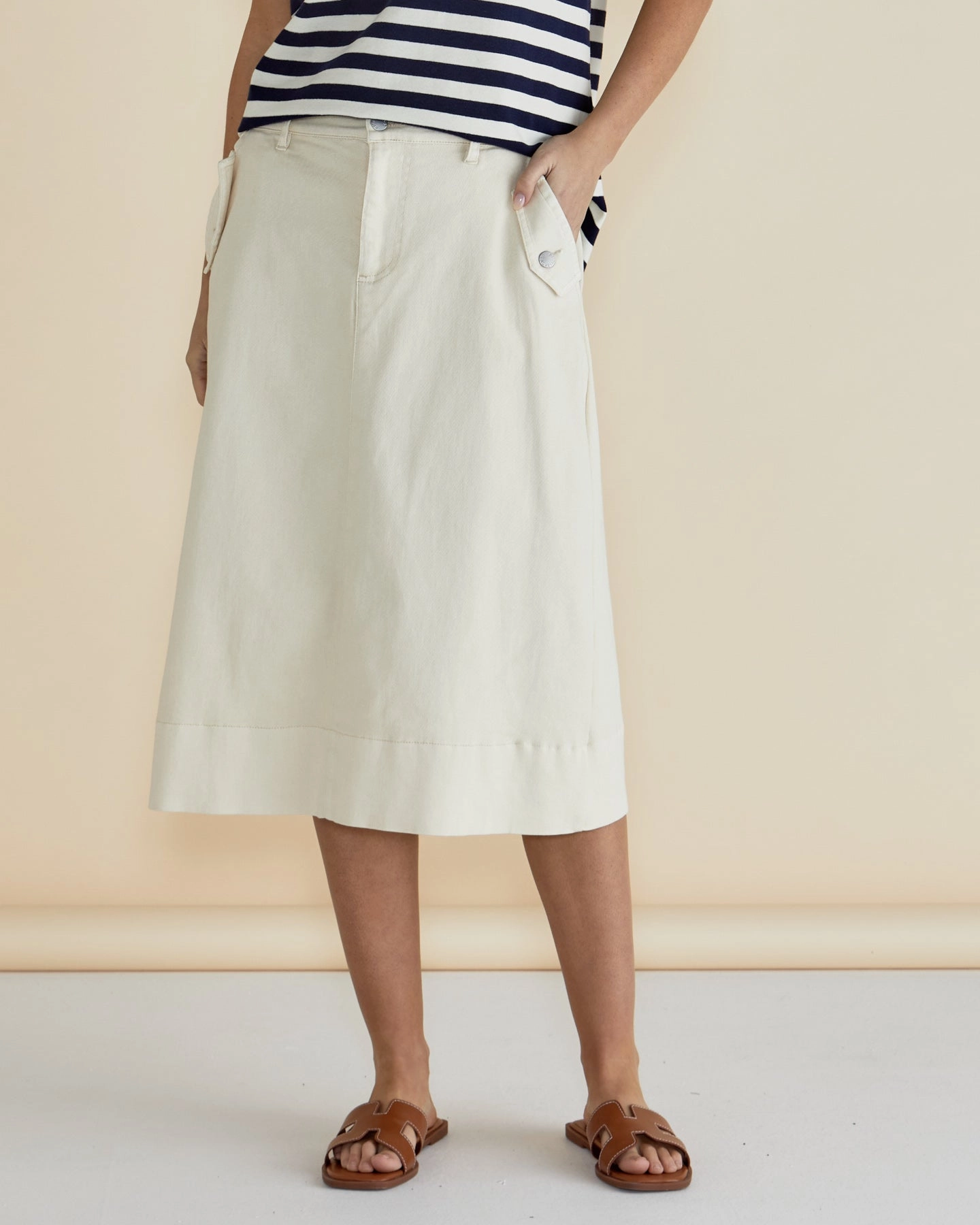 Betty Basics Astra Denim Skirt Off White