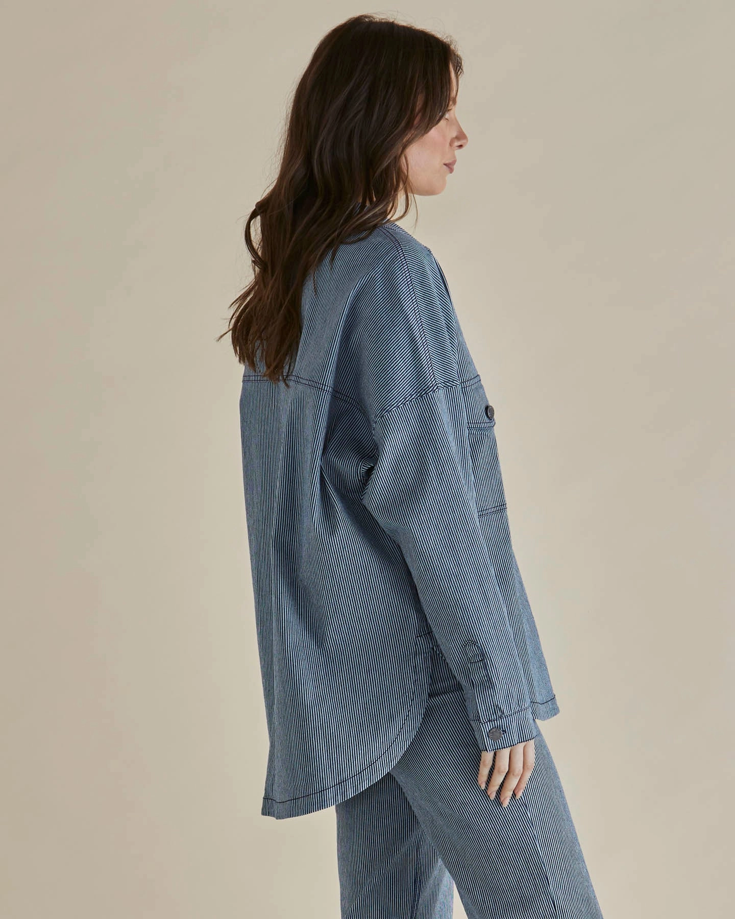 Betty Basics Cherry Denim Shirt Pinstripe