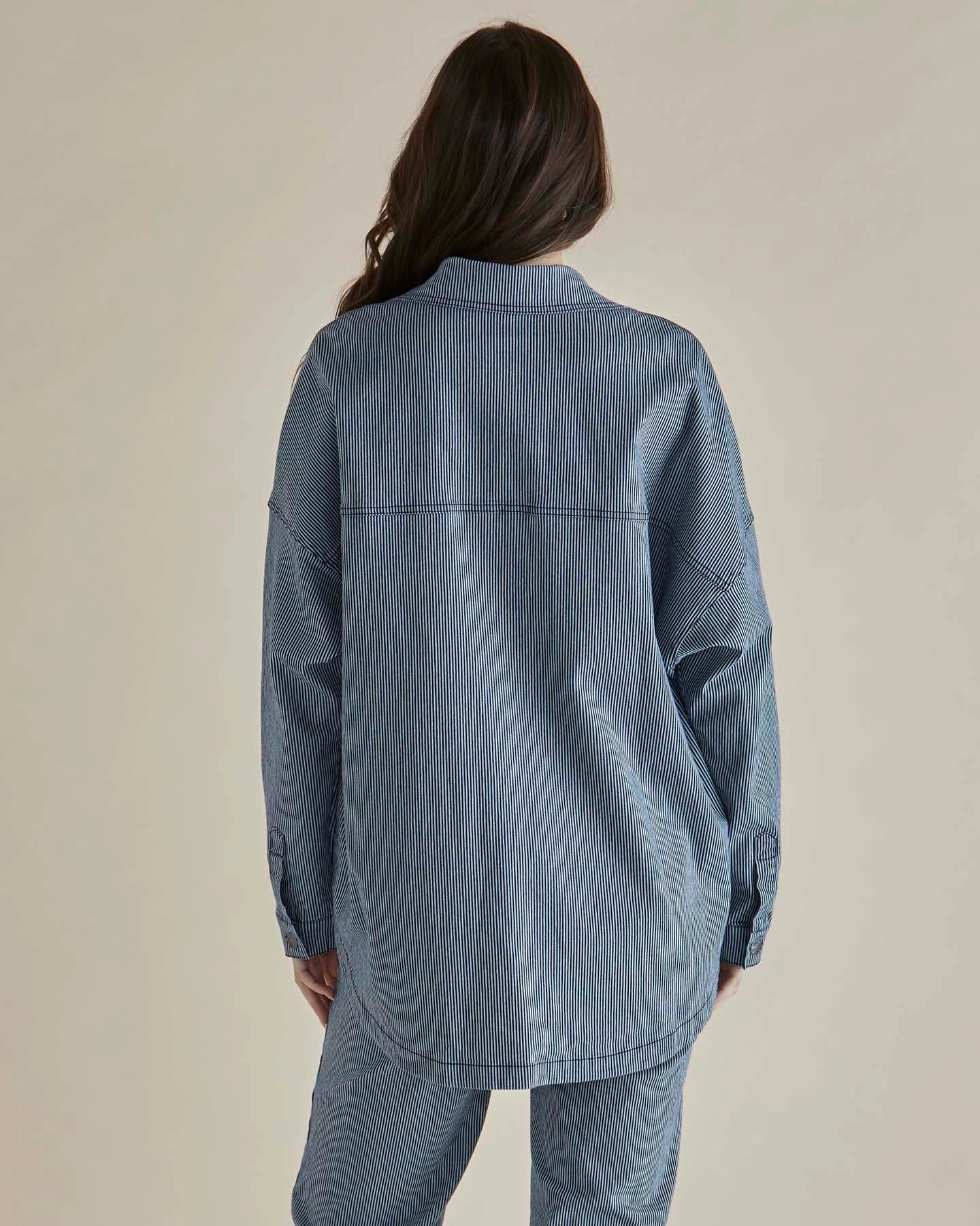 Betty Basics Cherry Denim Shirt Pinstripe