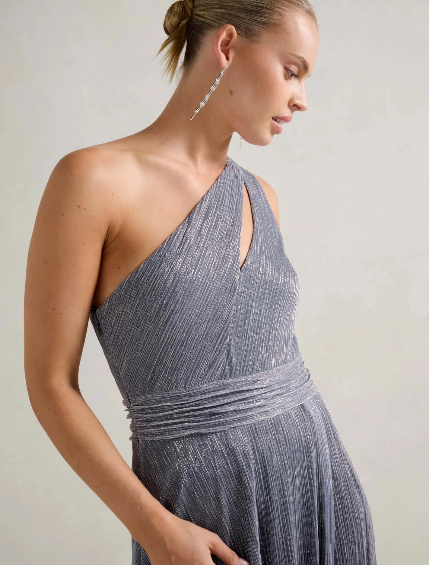 Billie Asymm Plisse Midi Dress