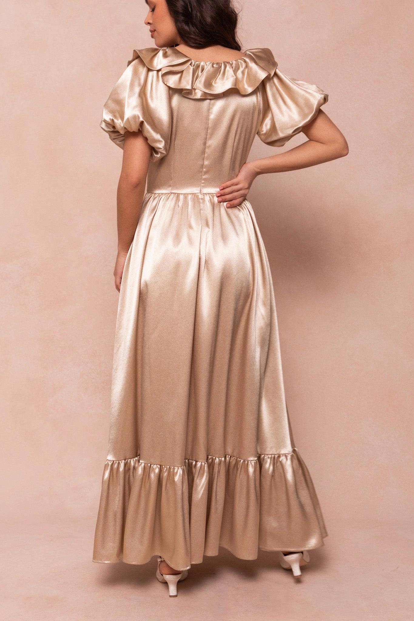 Billie Dress in Champagne Satin