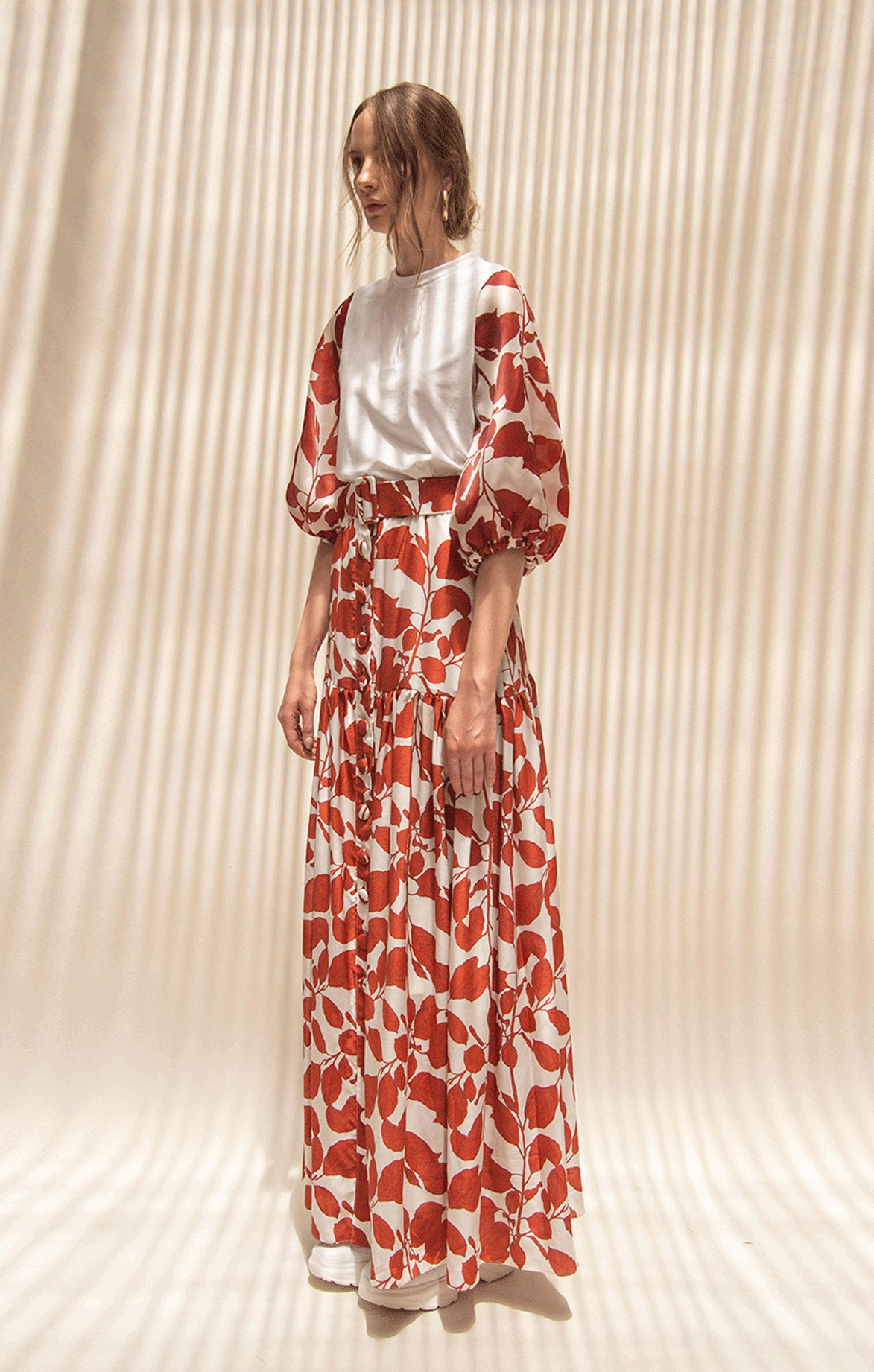 Buttons Maxi Skirt With Belt