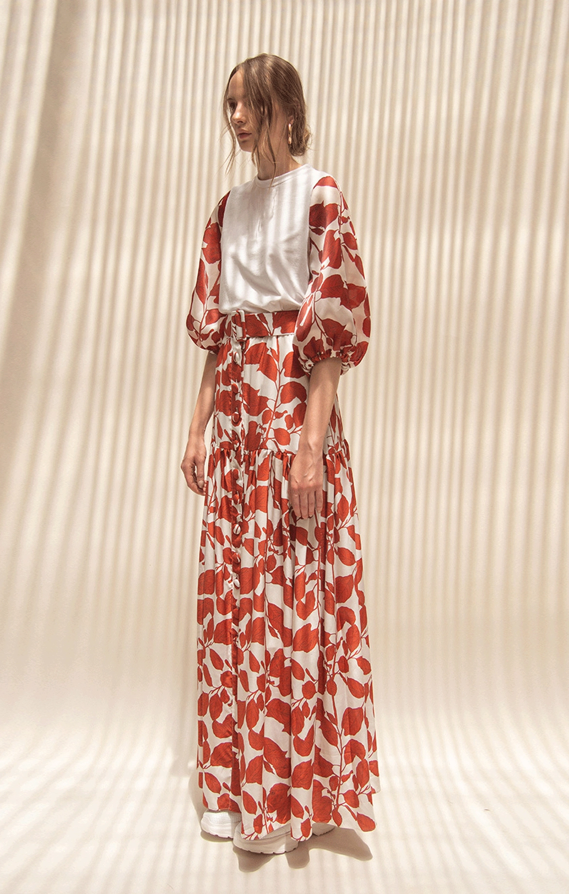 Buttons Maxi Skirt With Belt