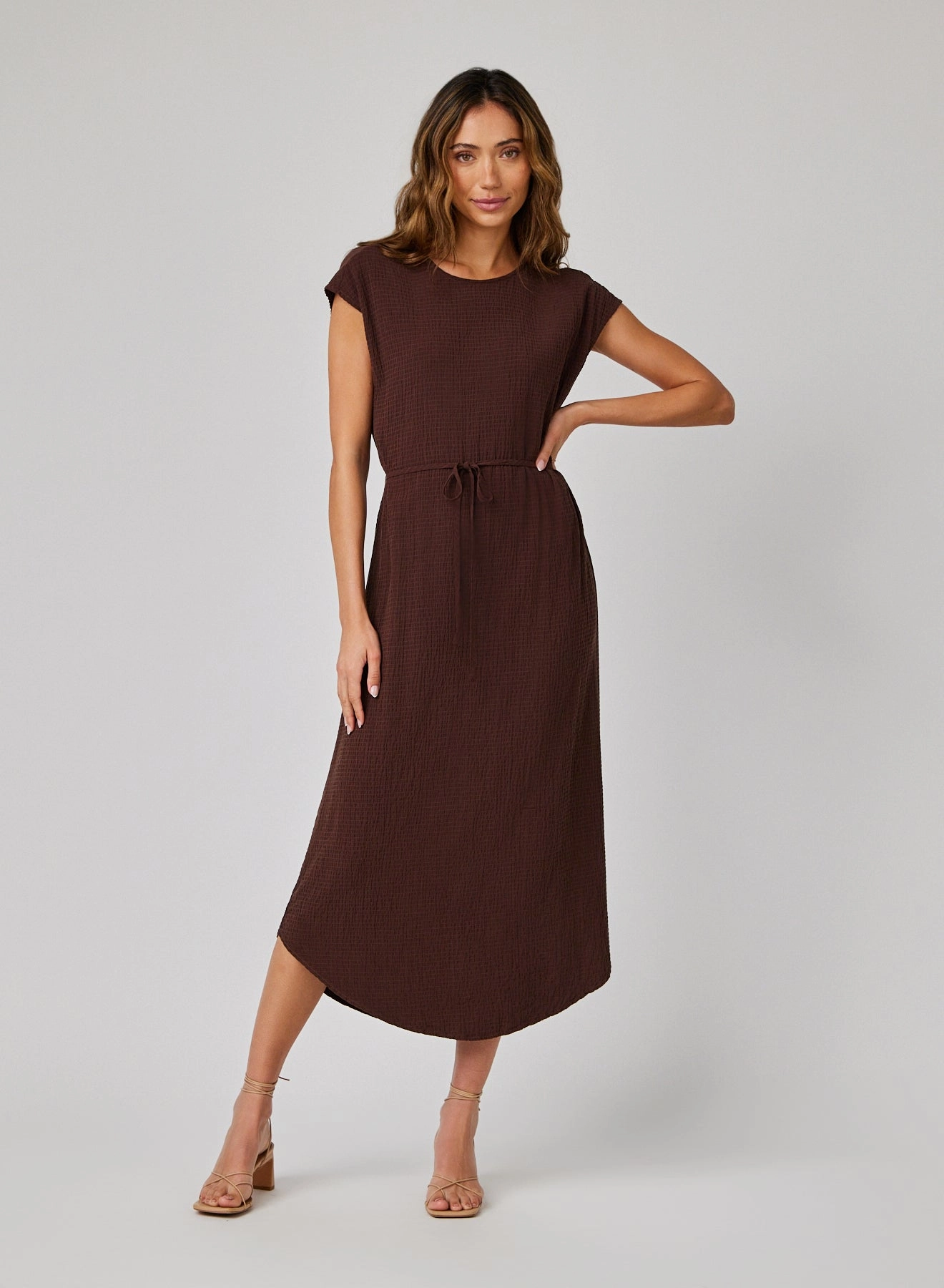 Cap Sleeve Midi Dress - Chicory Brown