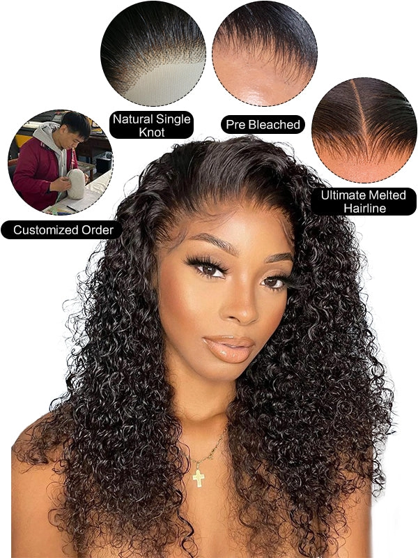 Chinalacewig Brazilian Virgin Hair Light Yaki Full HD Lace Human Hair Wig With Bleached Knots CF182