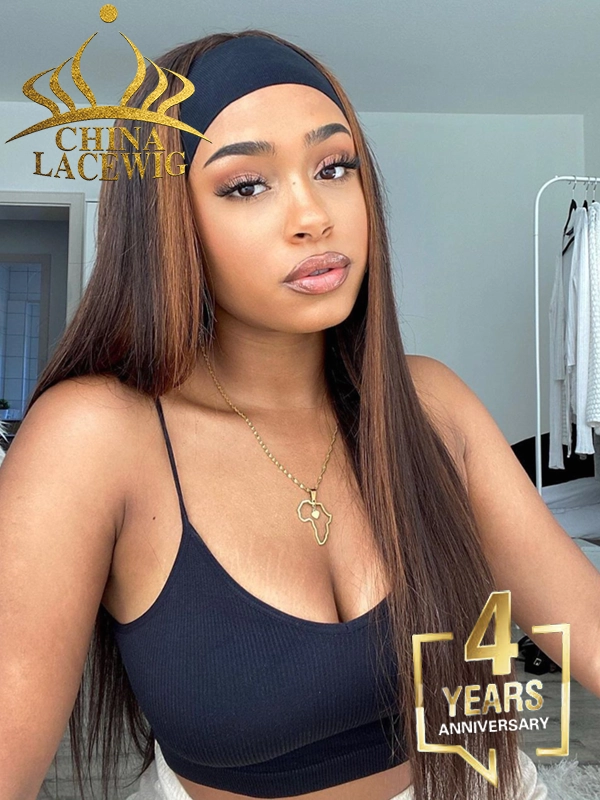 Chinalacewig Mega Sale Silky Straight Human Hair Headband Wig CF045