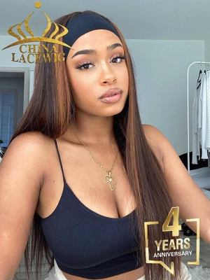Chinalacewig Mega Sale Silky Straight Human Hair Headband Wig CF045