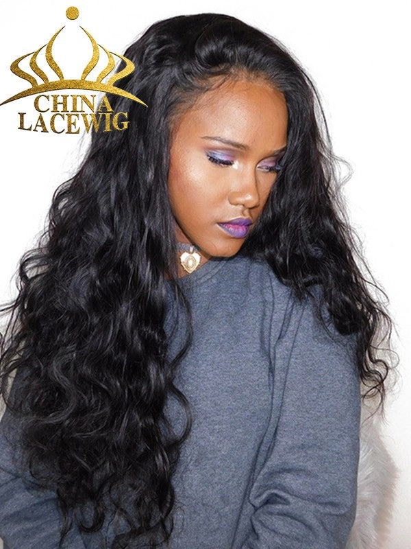 Chinalacewig Thick HD Lace Wavy 360 Lace Frontal Wig With Pre-plucked Hairline CF170