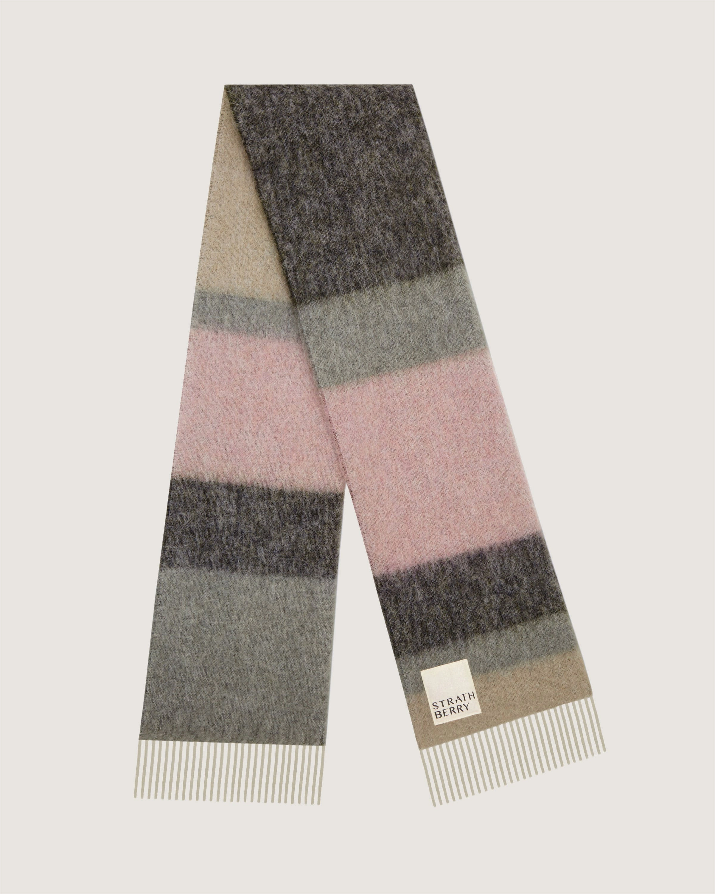 Coll Stripe Mohair Blend Scarf - Pink Mix