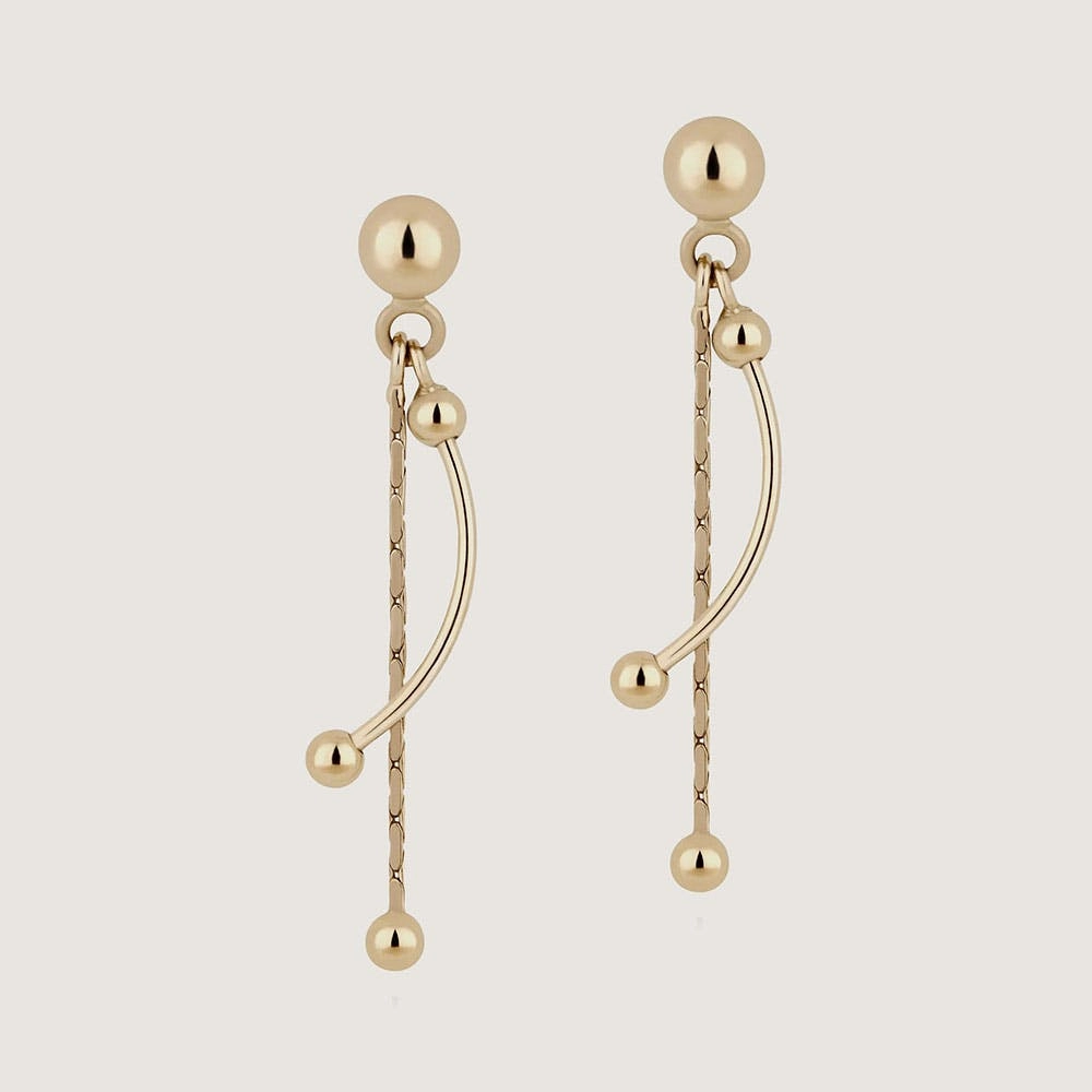 Crescent Drop Earrings - 22 Carat Gold Gilded