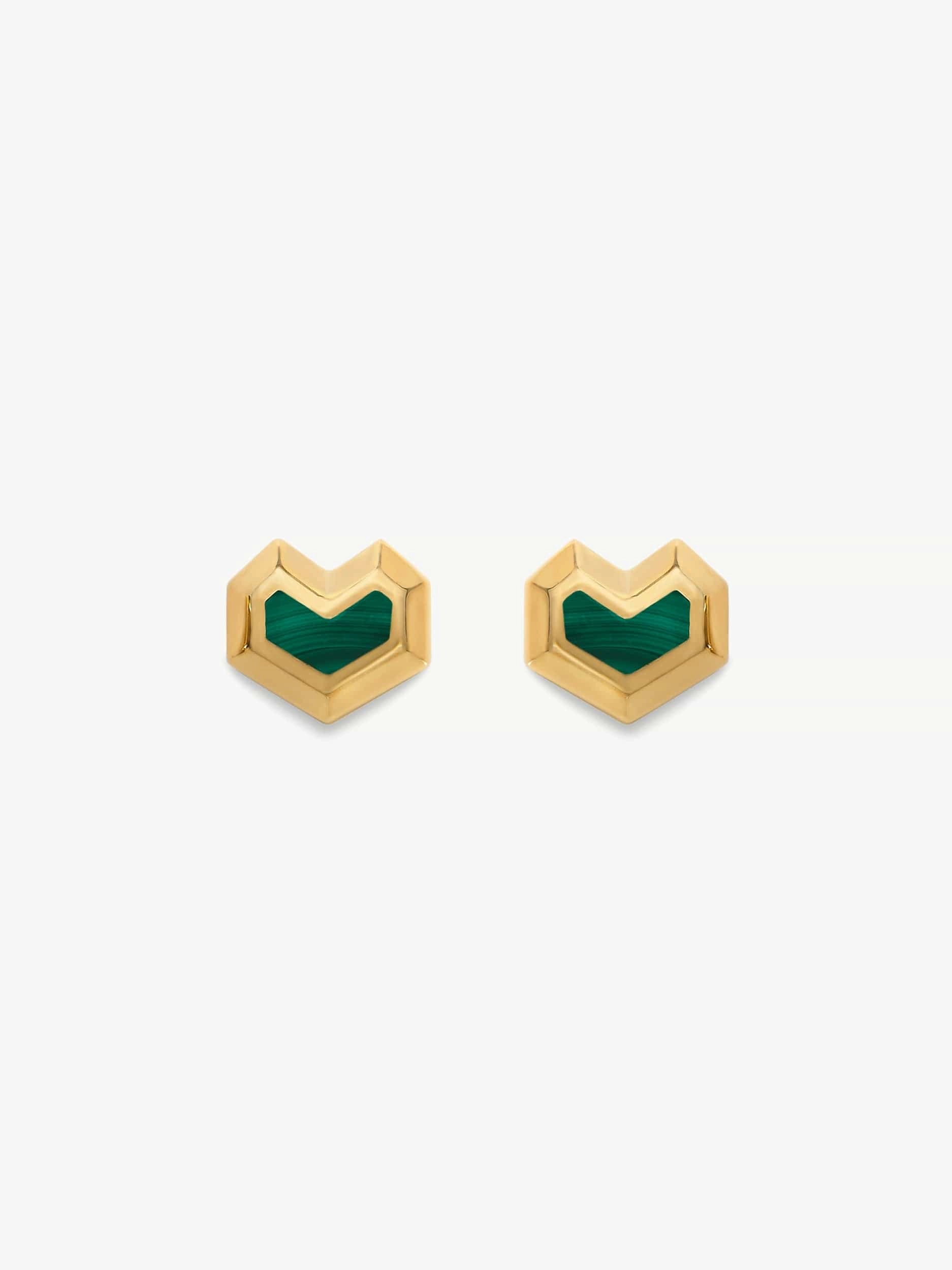 Daryl 18k Gold Plated Studs | Malachite