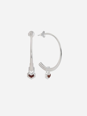 Daryl Charm Sterling Silver Small Hoops |  Red Tiger Eye