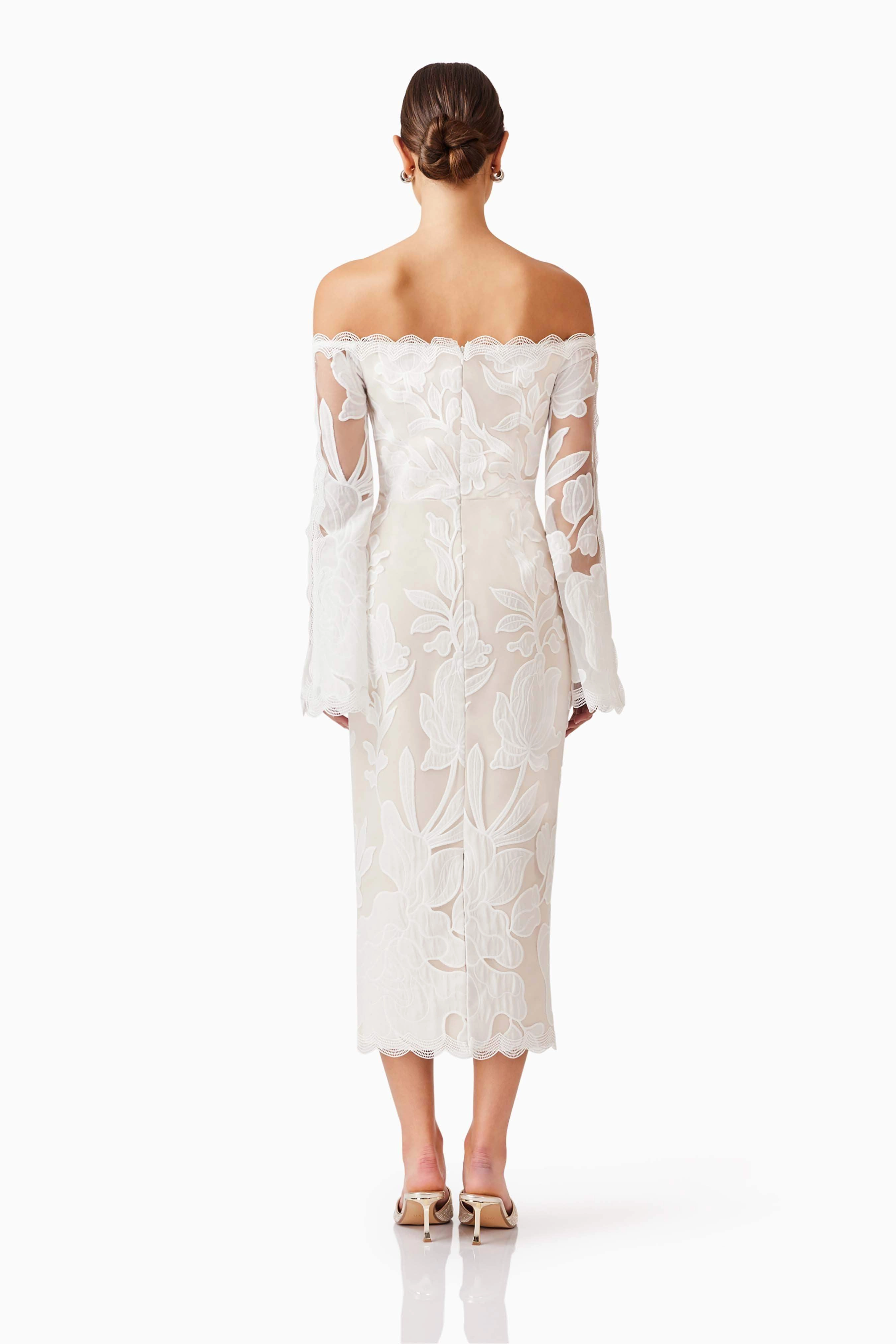 Florian Lace Midi Dress in White