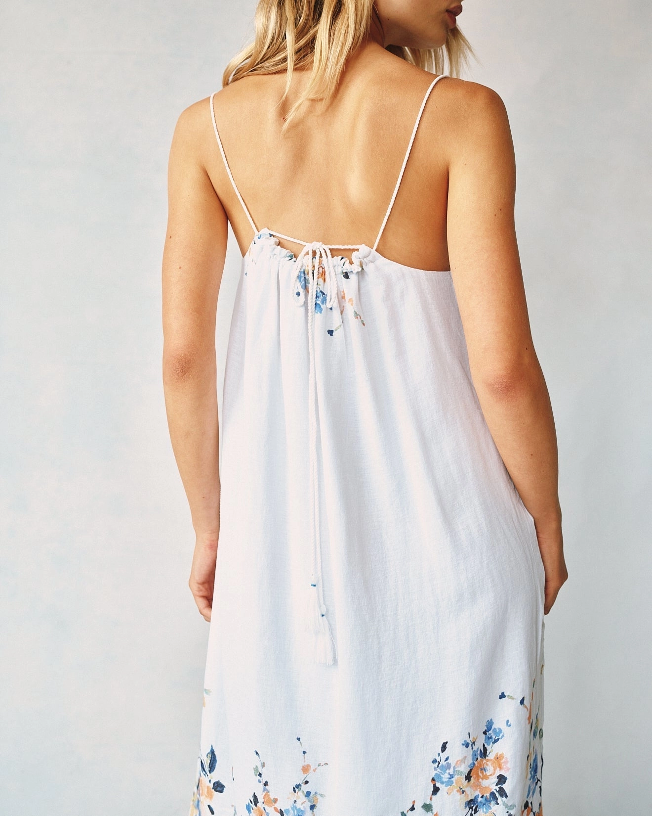 Flowy Cami Midi Dress - Floral Border Print