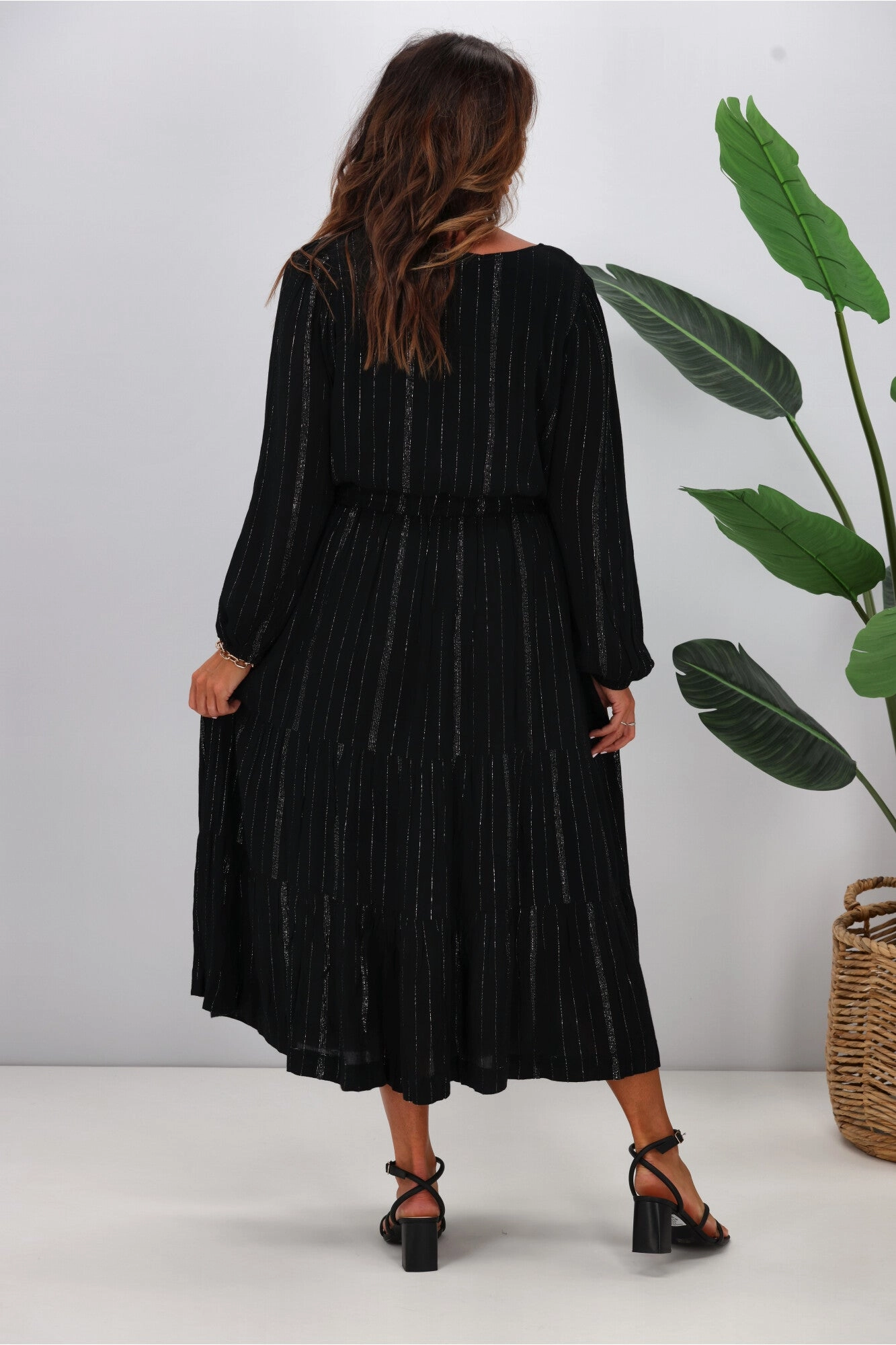 Gloss The Label Livia Midi Dress Black Lurex