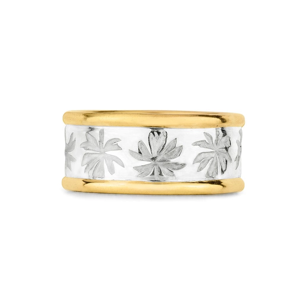 Gold & Silver Fig Leaf Wedding Ring | 18ct & Silver