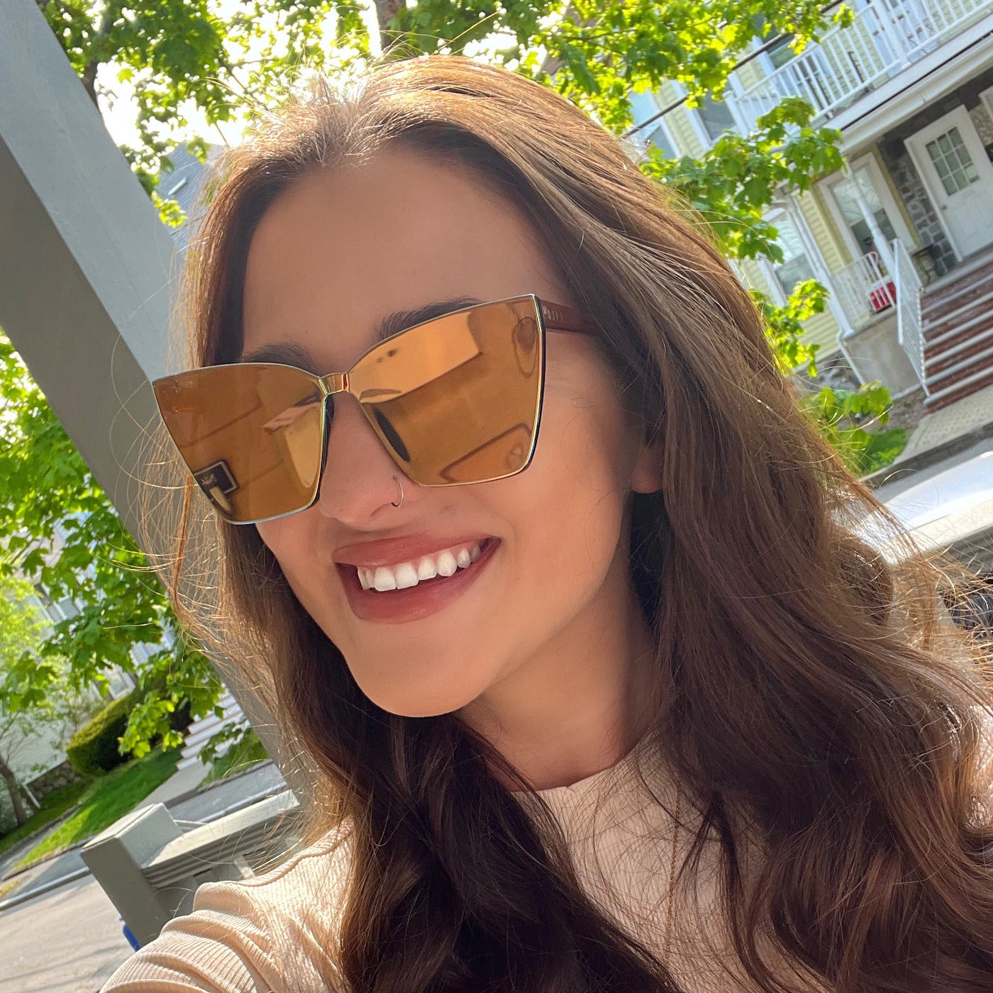 GOLDIE - DARK ORANGE TORTOISE   GOLD MIRROR SUNGLASSES