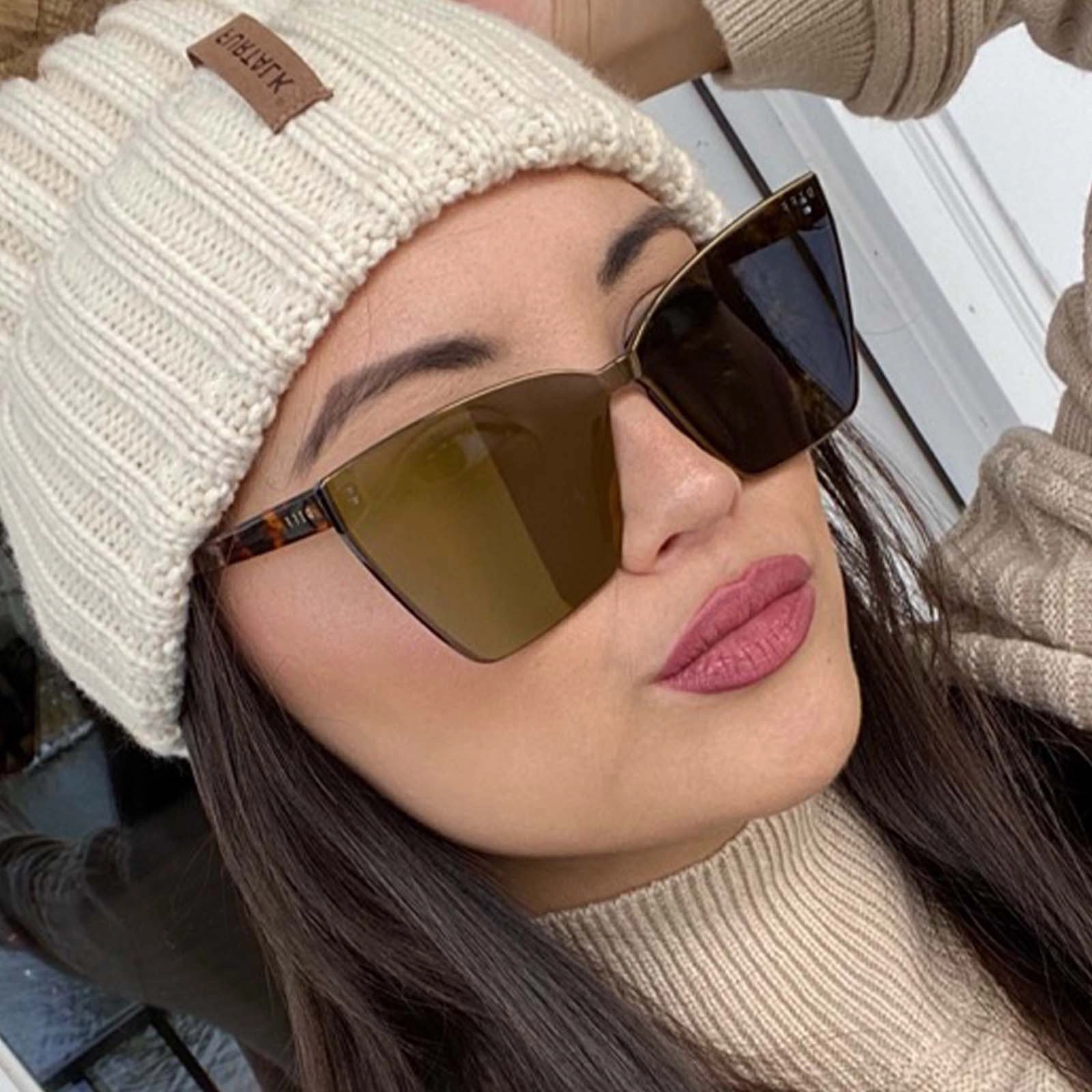 GOLDIE - DARK ORANGE TORTOISE   GOLD MIRROR SUNGLASSES