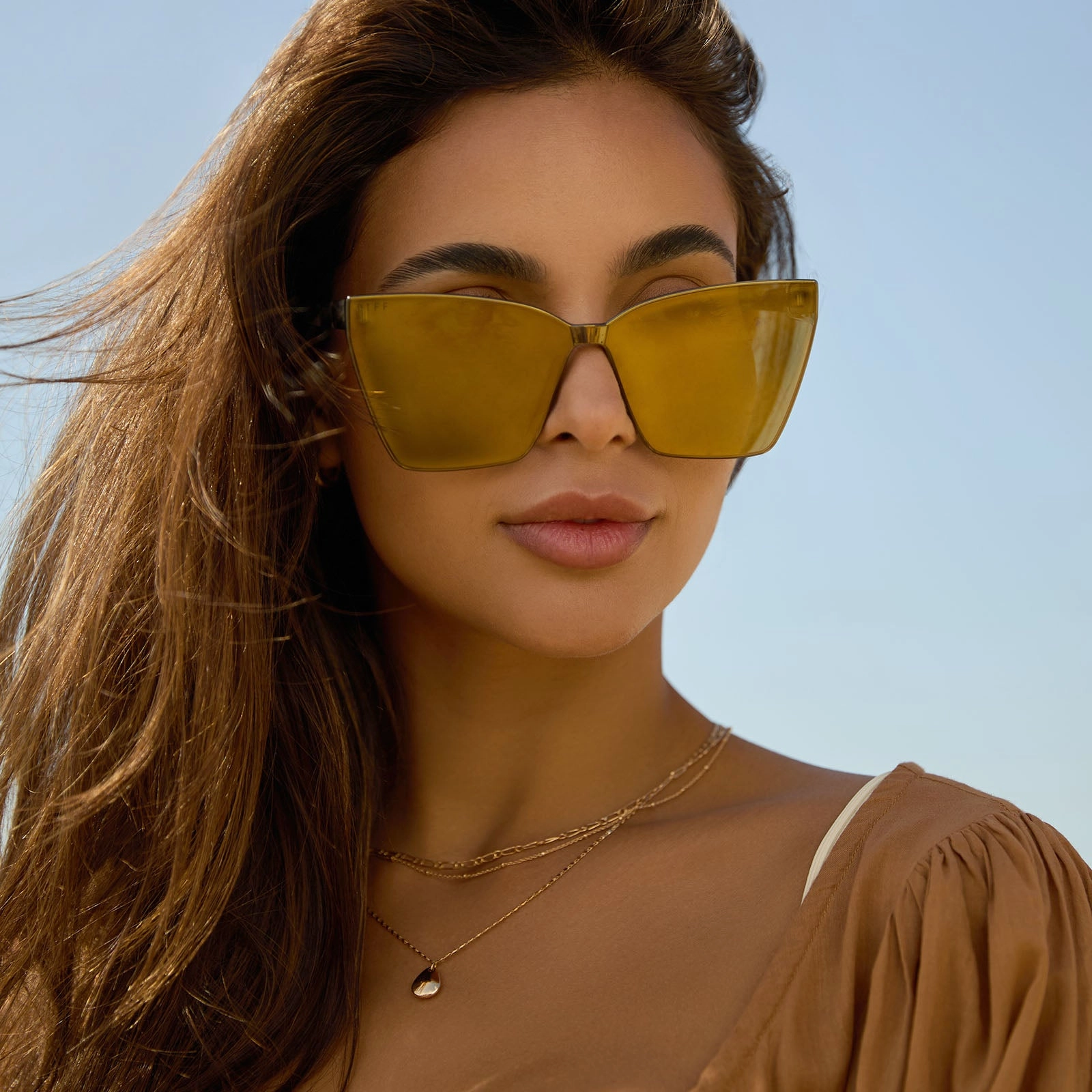 GOLDIE - KOMBU   MOSS MIRROR SUNGLASSES