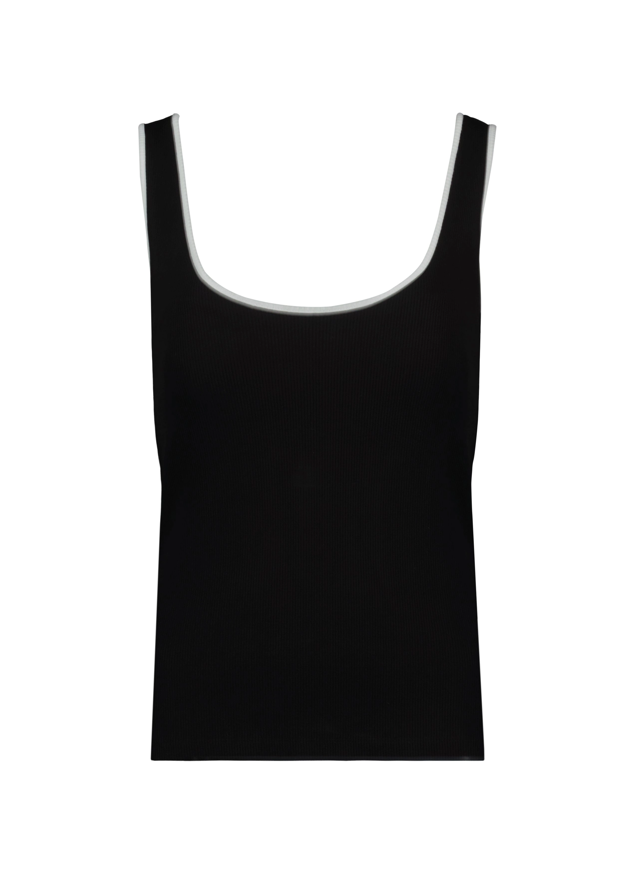 Houston Organic Cotton Rib Vest | Caviar Black & Pure White