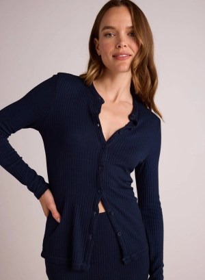 Knit Slim Fit Button Down - Navy Storm