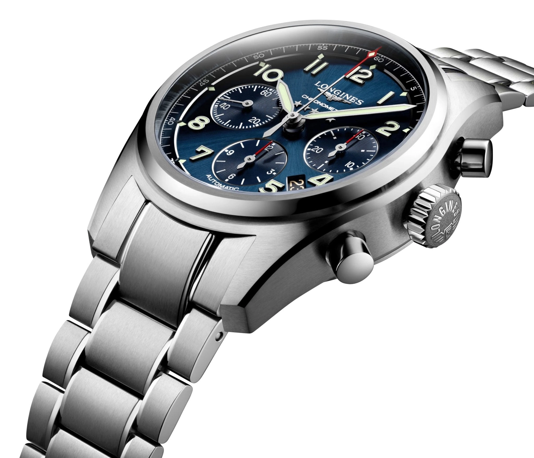 Longines Spirit Automatic Chronometer Chronograph Stainless Steel Blue Dial Date Mens Watch L3.820.4.93.6