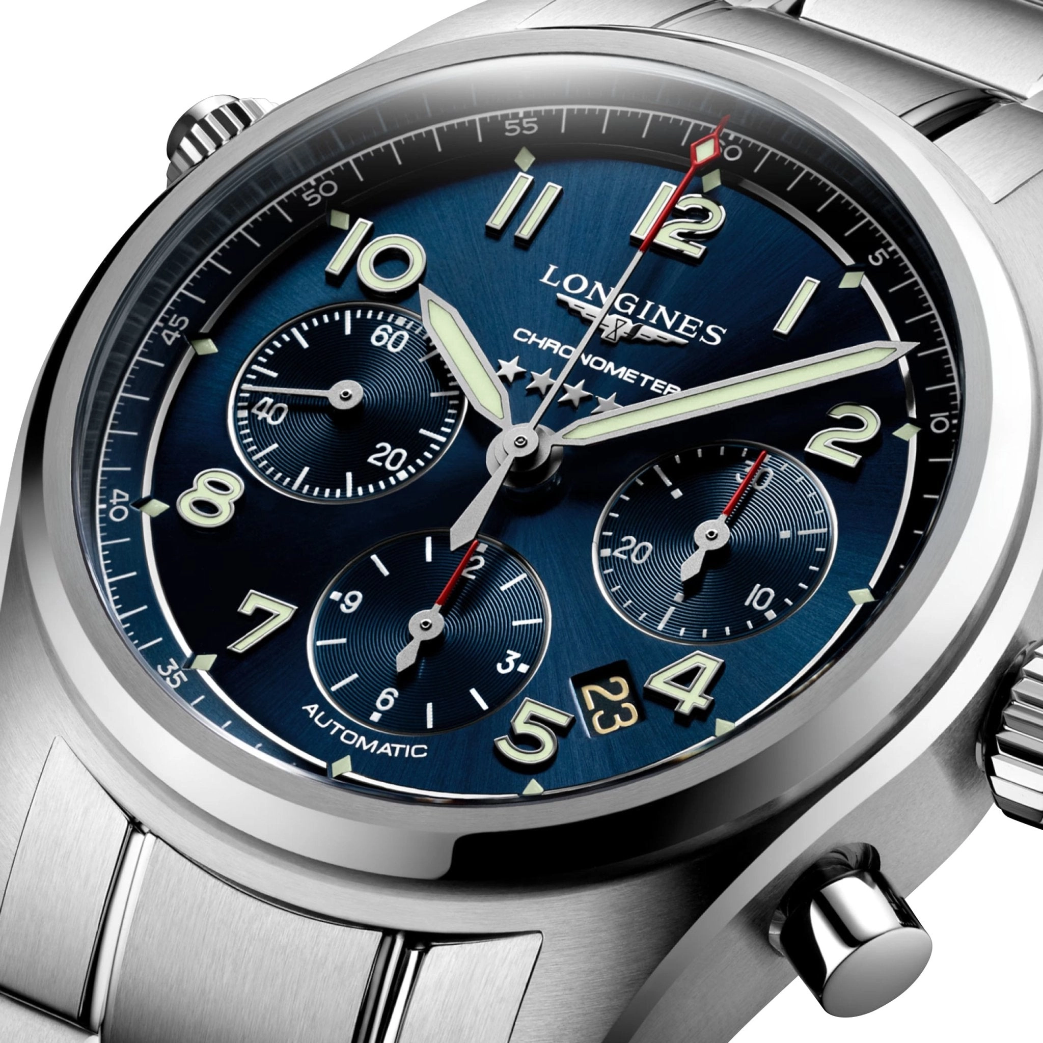 Longines Spirit Automatic Chronometer Chronograph Stainless Steel Blue Dial Date Mens Watch L3.820.4.93.6