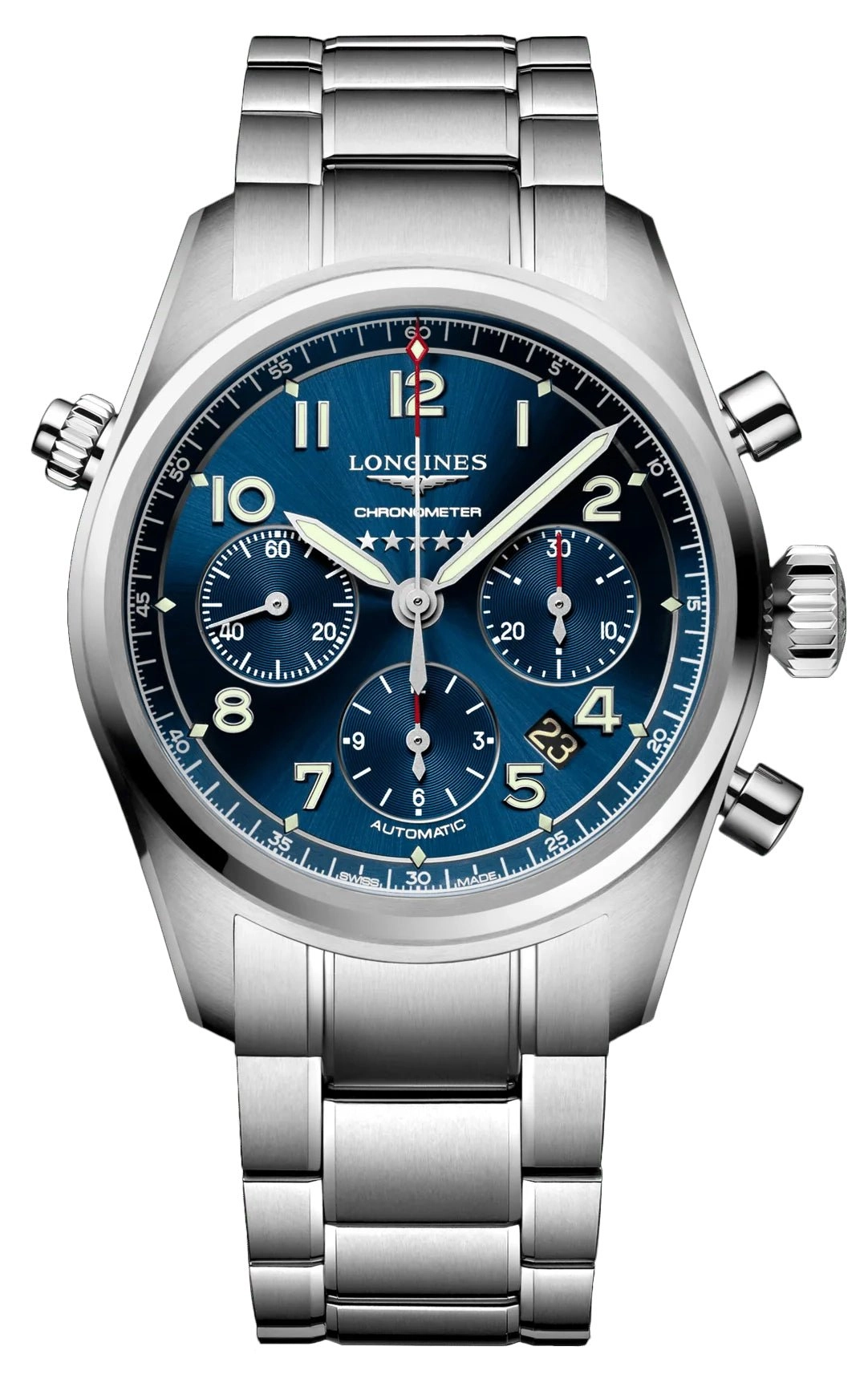 Longines Spirit Automatic Chronometer Chronograph Stainless Steel Blue Dial Date Mens Watch L3.820.4.93.6