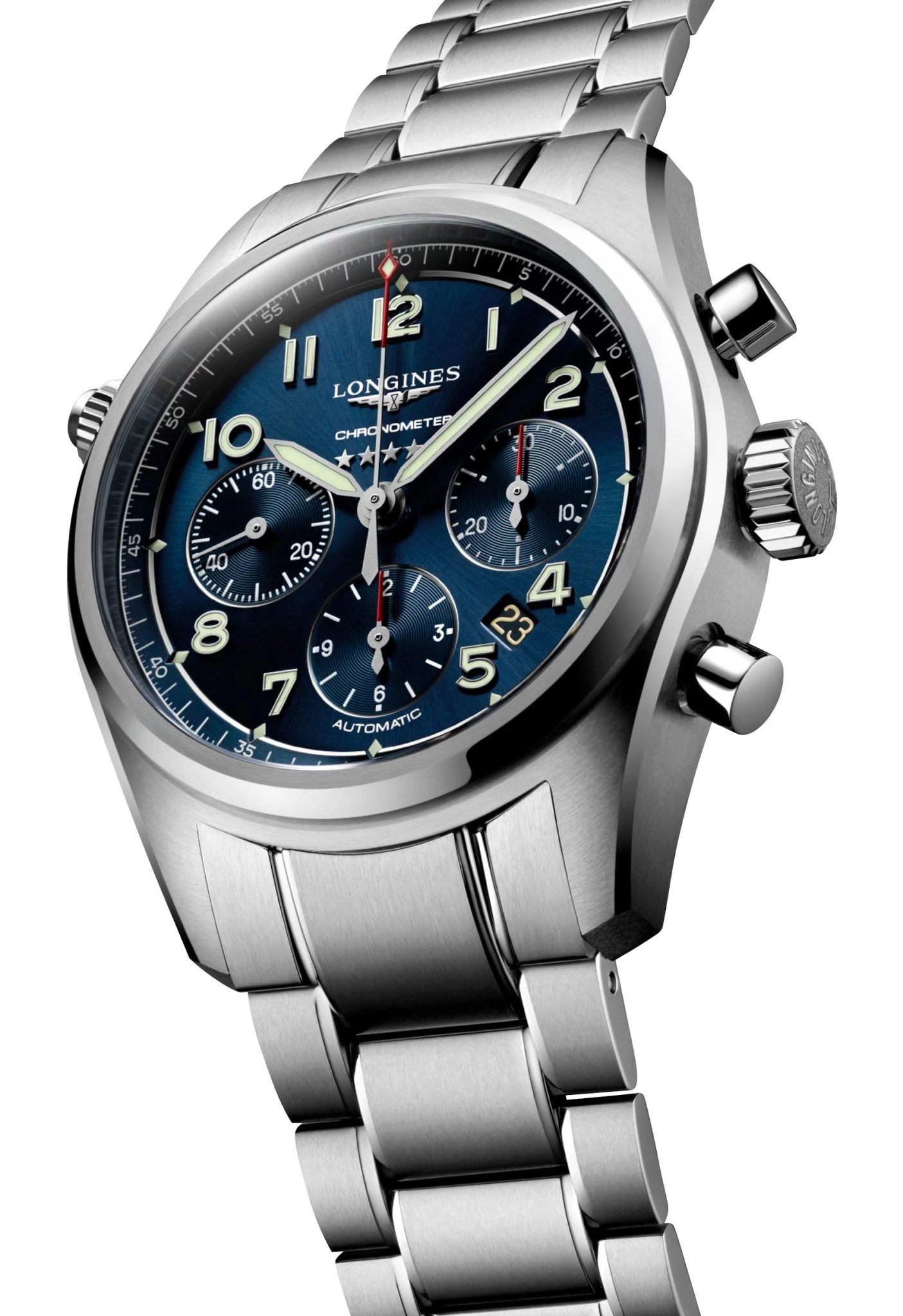 Longines Spirit Automatic Chronometer Chronograph Stainless Steel Blue Dial Date Mens Watch L3.820.4.93.6