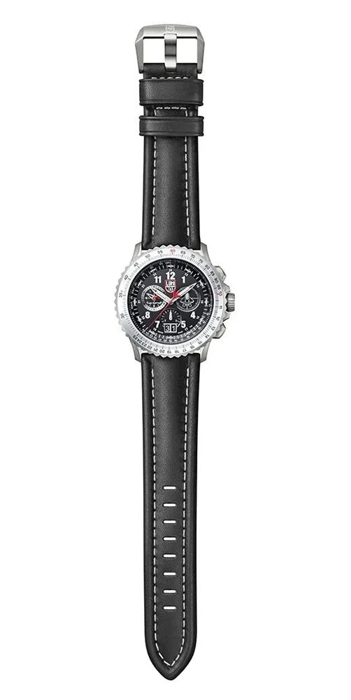 Luminox F-22 Raptor Chronograph Titanium Black Dial Black Leather Strap Date Divers Quartz Mens Watch XA.9241