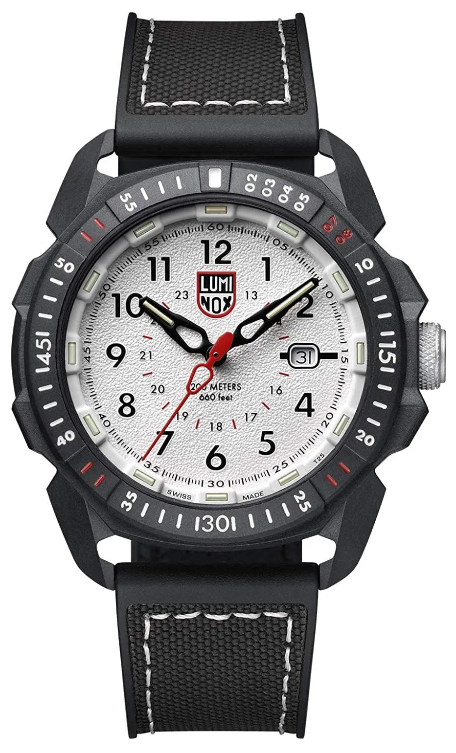 Luminox ICE-SAR Arctic CARBONOX White Dial Black Rubber Strap Date Divers Quartz Mens Watch XL.1007