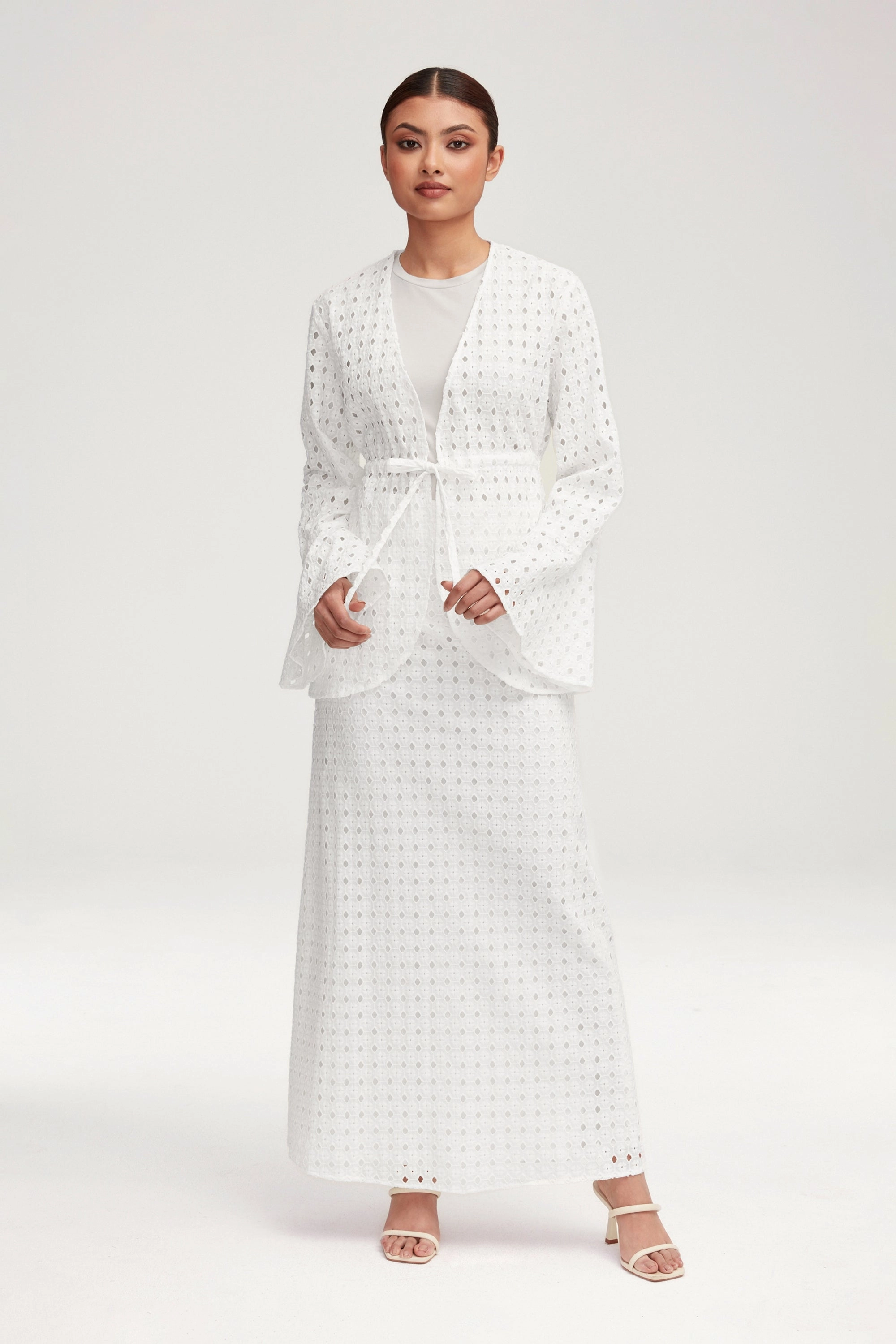 Mamba White Eyelet Tie Front Top