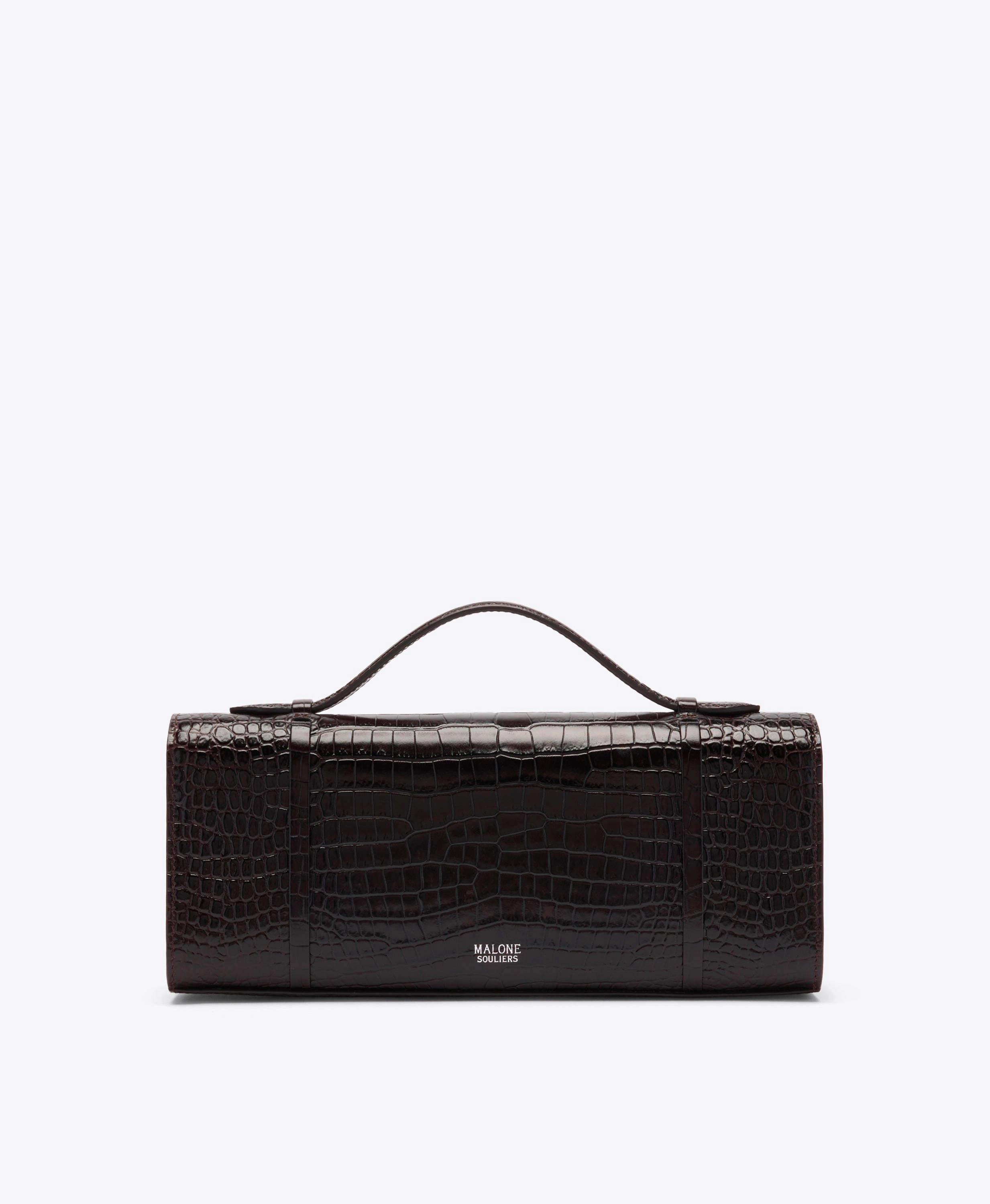May Dark Brown Embossed Leather Clutch Bag