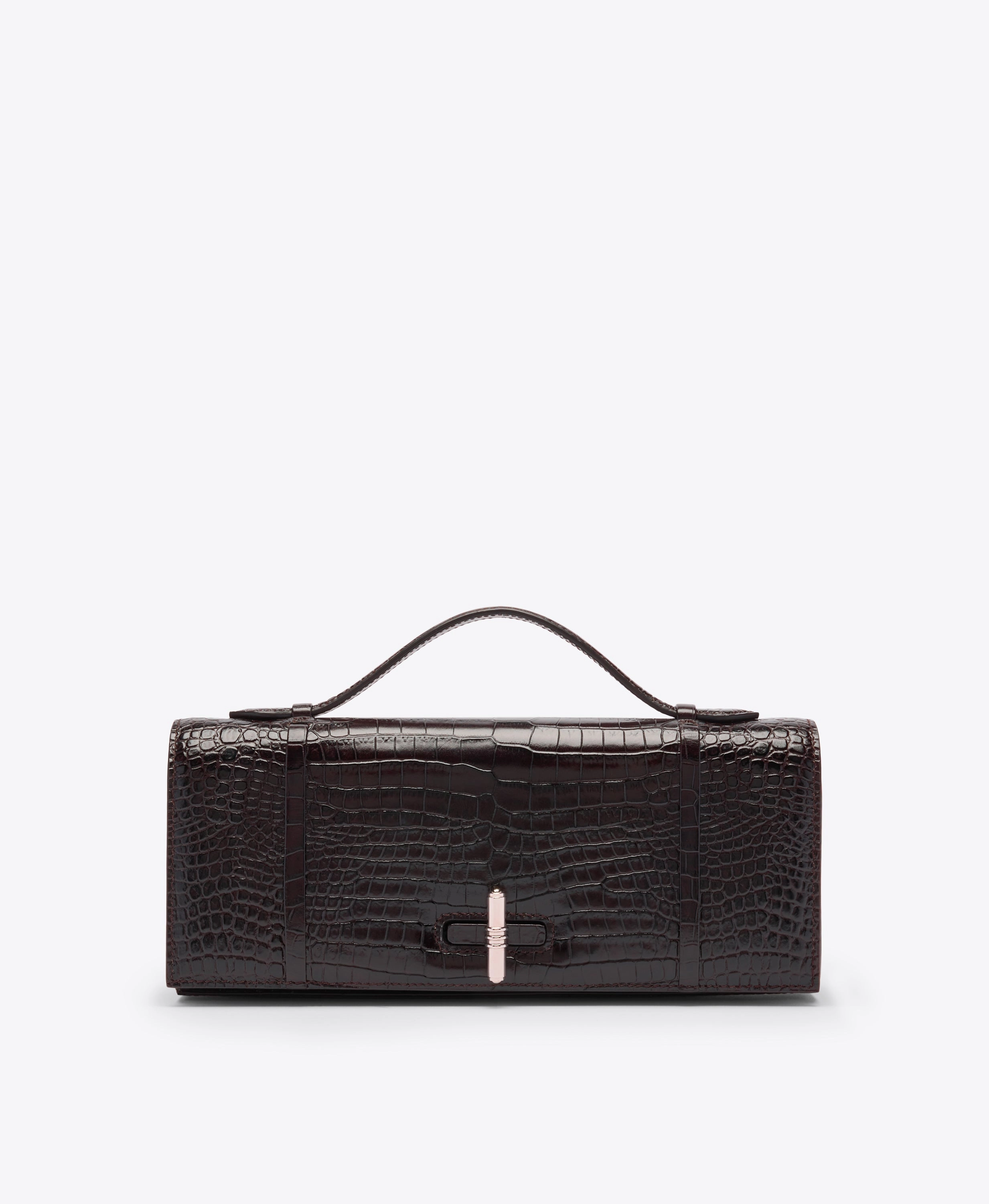 May Dark Brown Embossed Leather Clutch Bag