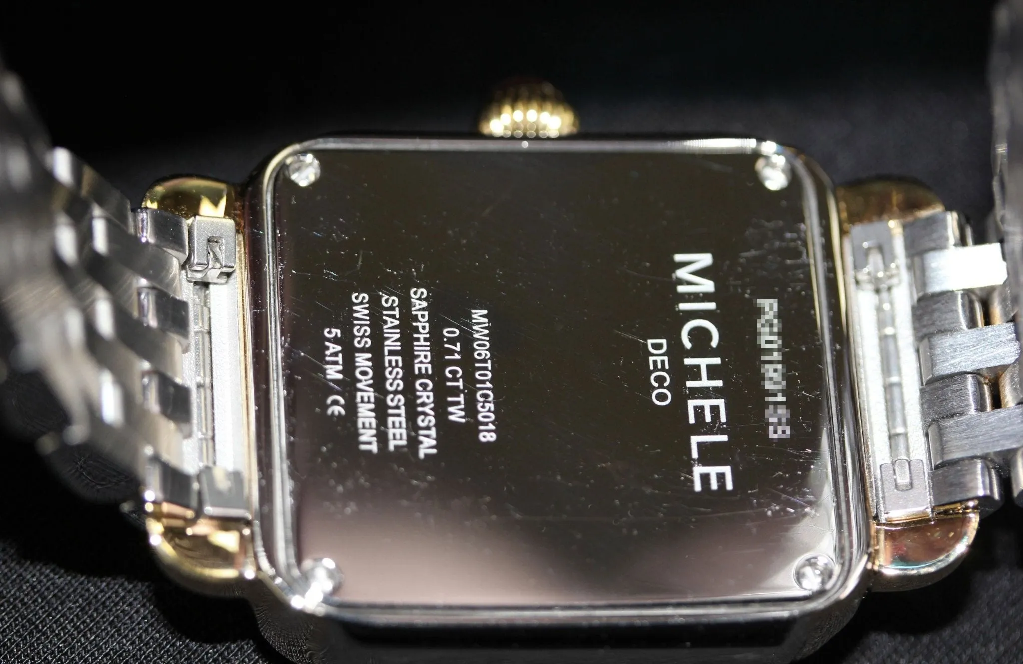Michele Deco Madison Two-Tone Steel Diamonds Silver Dial Date Rectangle Womens Watch MWW06T000144