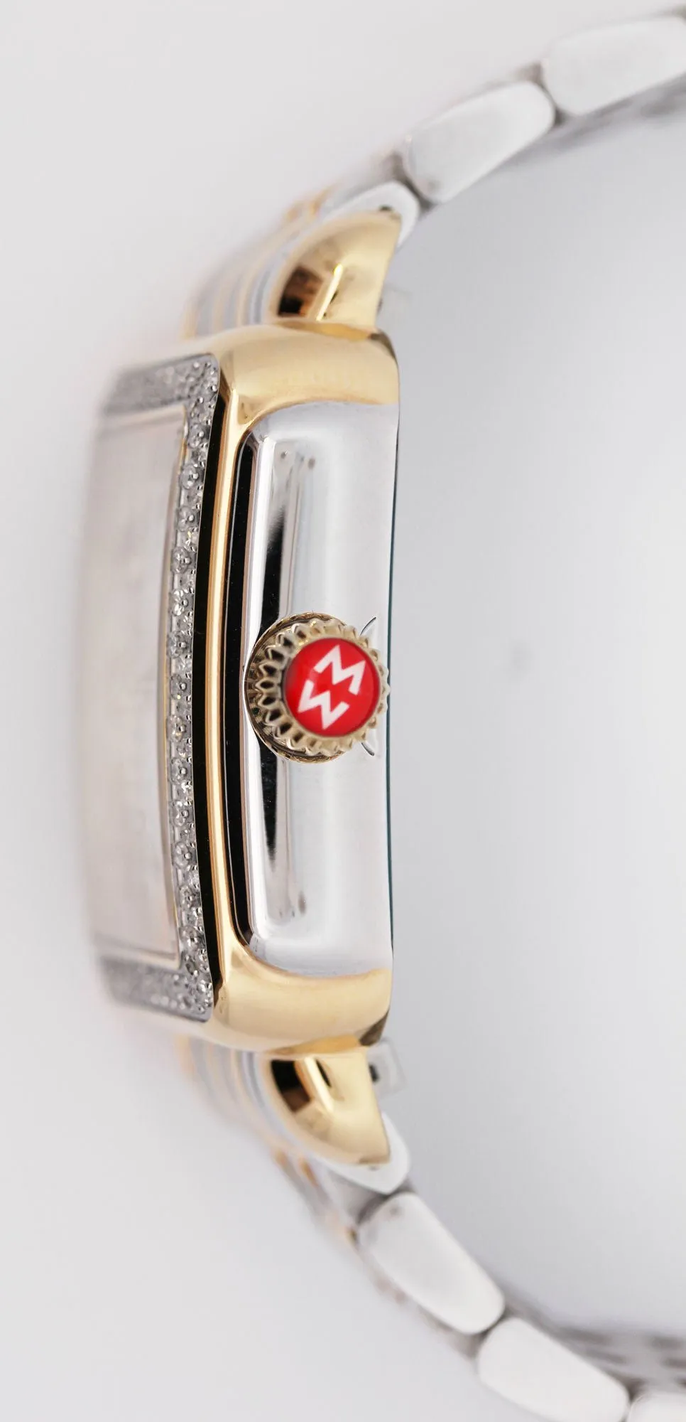 Michele Deco Madison Two-Tone Steel Diamonds Silver Dial Date Rectangle Womens Watch MWW06T000144