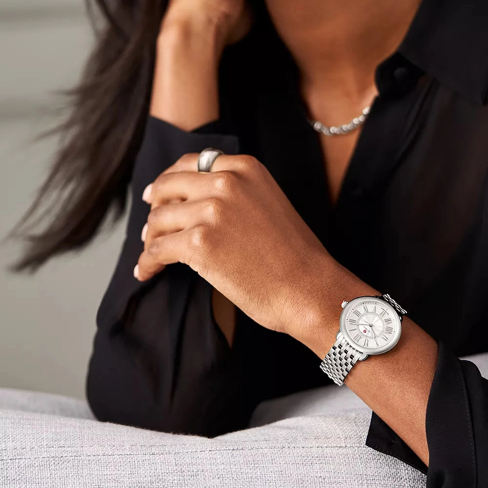 Michele Serein Mid Stainless Diamond Dial Watch